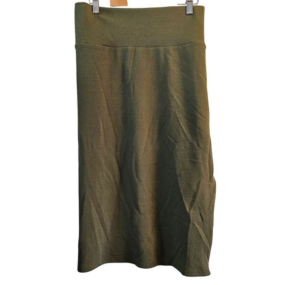 Lularoe Cassie Pencil Skirt 3XL Textured Olive Green Comfortable Stretchable - Picture 1 of 4
